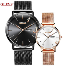OLEVS 2863 S  Watch Couple Auto Date Week Quartz Wristwatch Set Lovers Waterproof Original Brand Women Men Casual Luxury